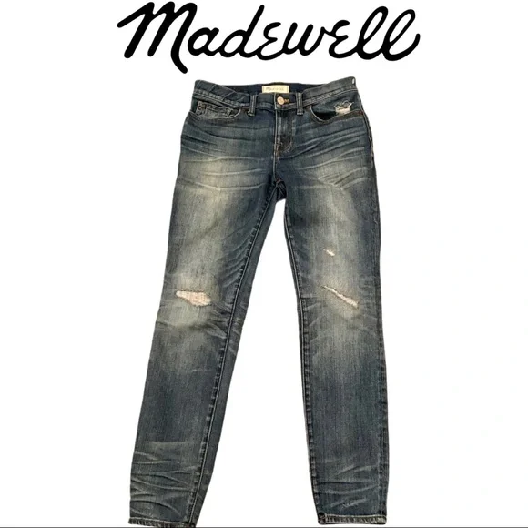Madewell distressed skinny skinny ripped jeans - Picture 1 of 10